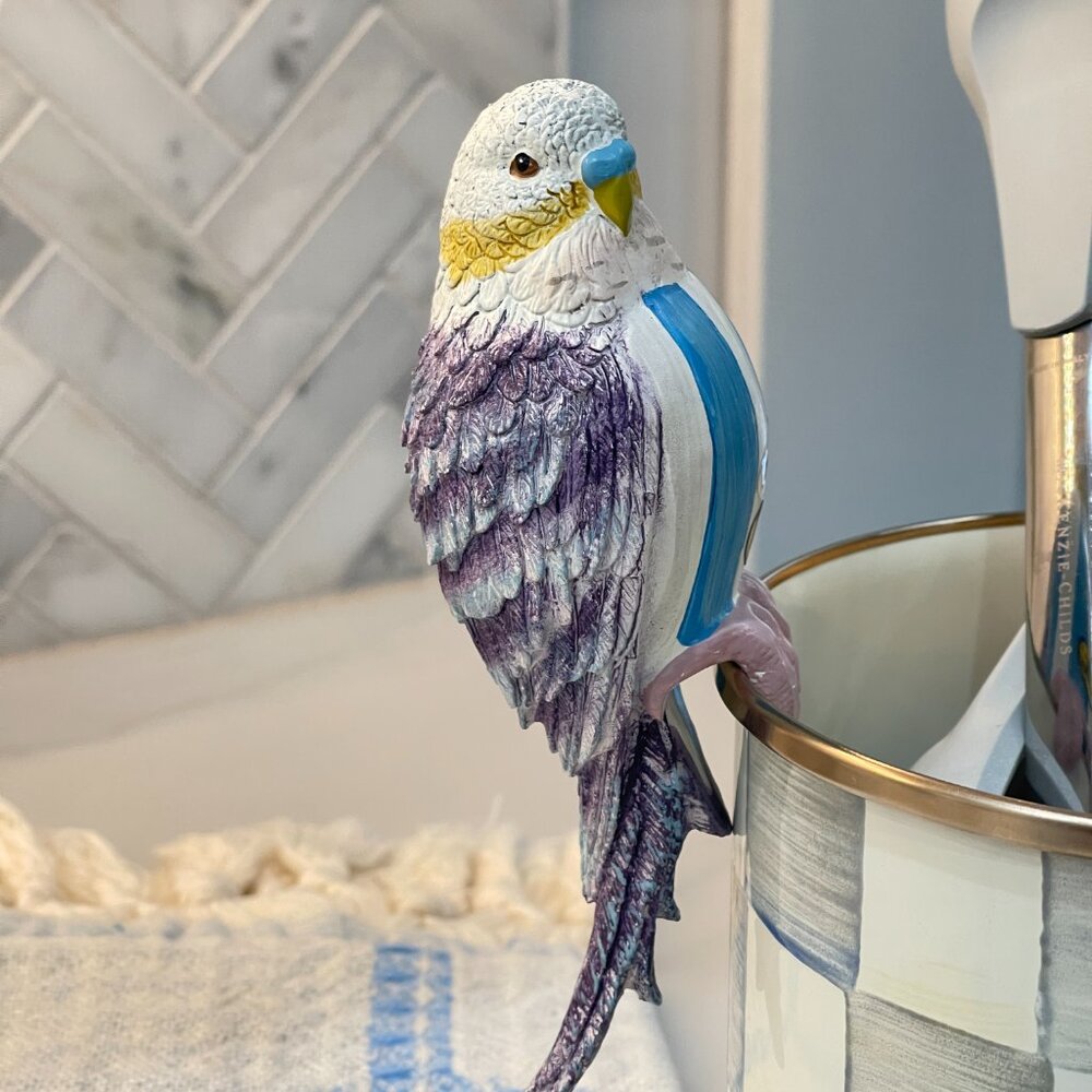 Bluebird Conservatory | MacKenzie-Childs Blue Striped Parrot Pot Climber – New - Picture 9 of 14